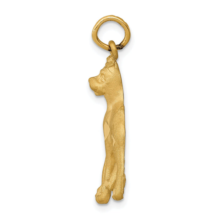 14k Yellow Gold Open Back Diamond Cut Satin Finish Boxer Dog Charm Pendant