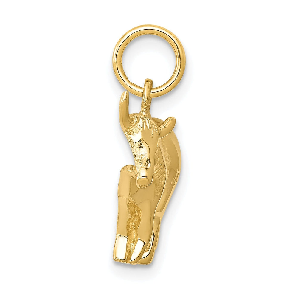 14k Yellow Gold Open Back Textured Polished Finish Steer Charm Pendant