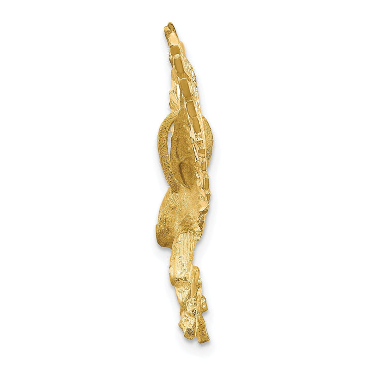 14k Yellow Gold Textured Brushed Diamond Cut Finish Mens Eagle Design Charm Pendant