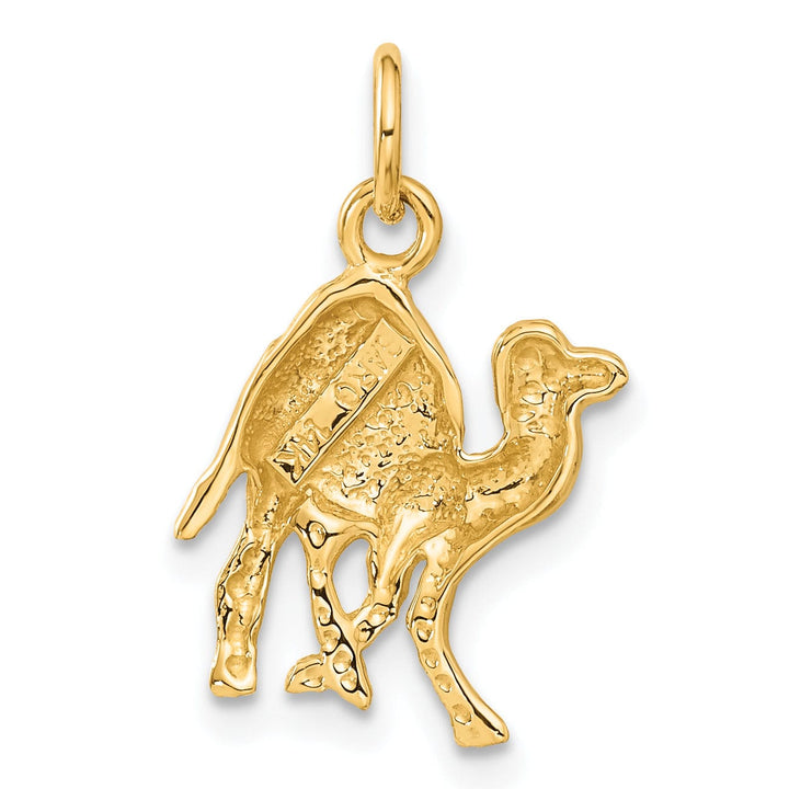 14k Yellow Gold Textured Satin Diamond Cut Finish Camel Charm Pendant