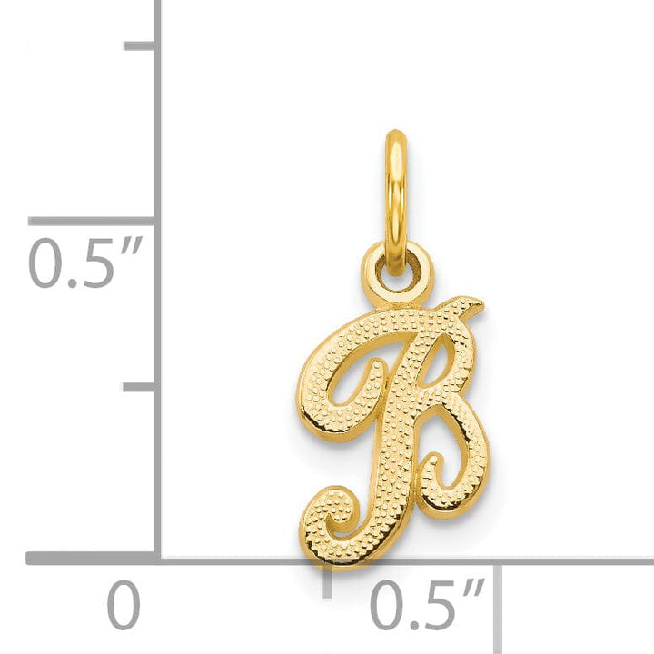 14K Yellow Gold Small Script Design Letter B Initial Charm Pendant