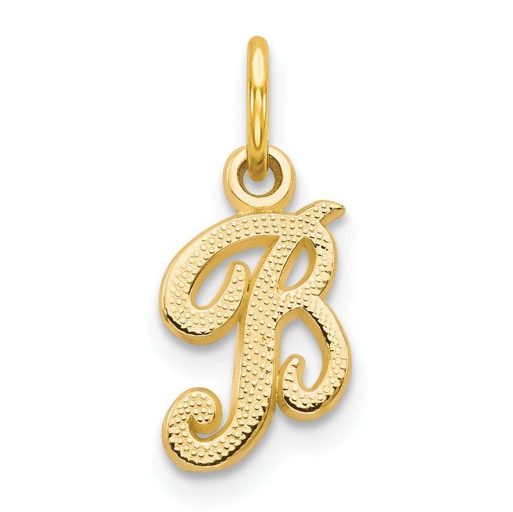 14K Yellow Gold Small Script Design Letter B Initial Charm Pendant