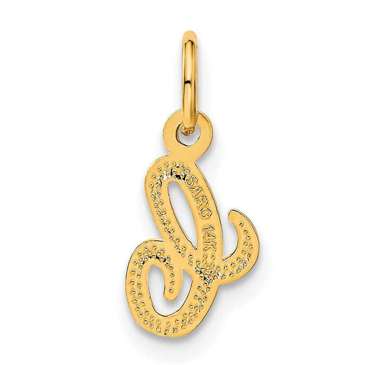 14K Yellow Gold Small Script Design Letter C Initial Charm Pendant