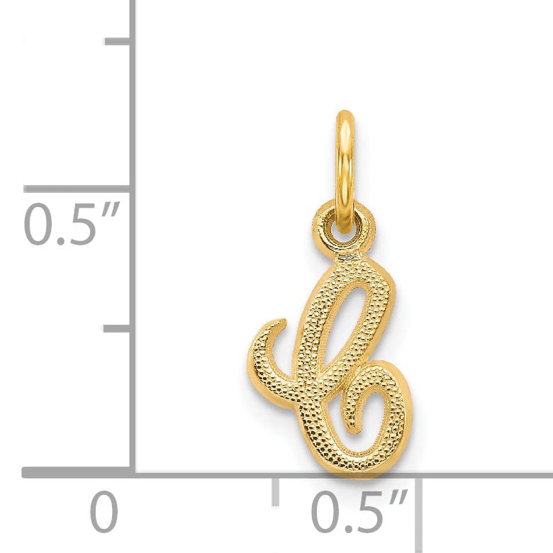 14K Yellow Gold Small Script Design Letter C Initial Charm Pendant