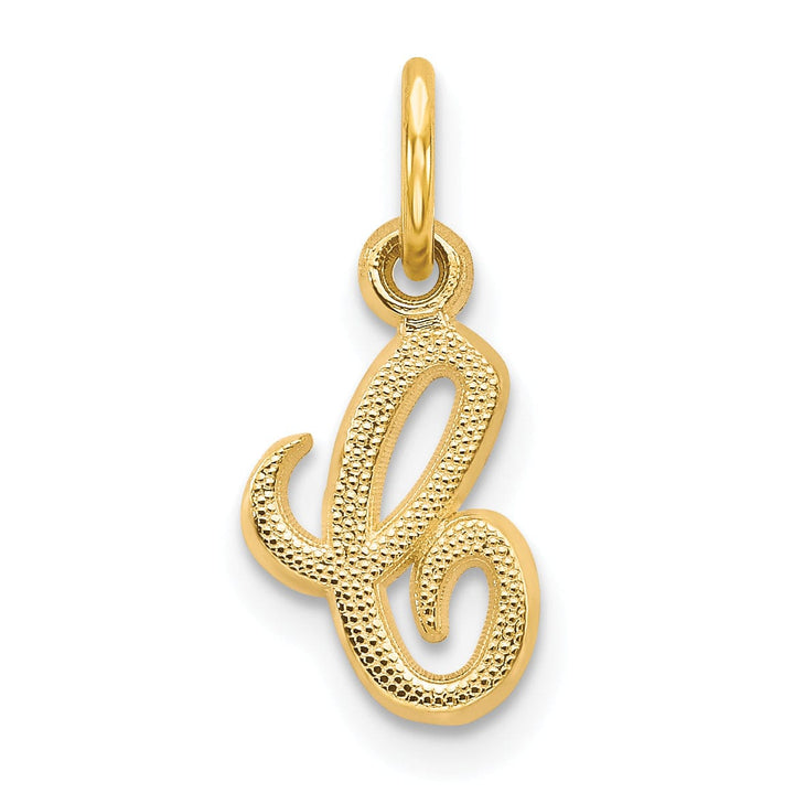 14K Yellow Gold Small Script Design Letter C Initial Charm Pendant