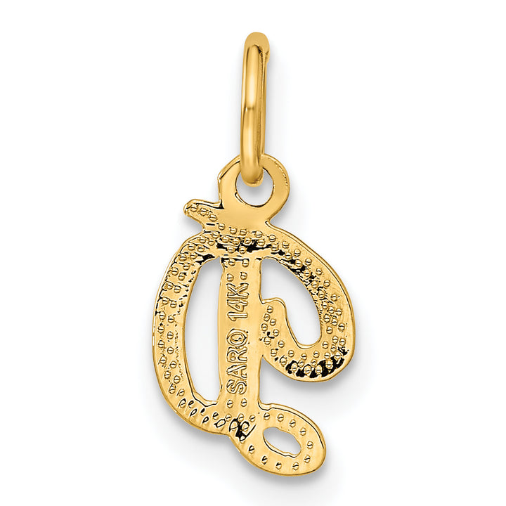 14K Yellow Gold Small Script Design Letter D Initial Charm Pendant
