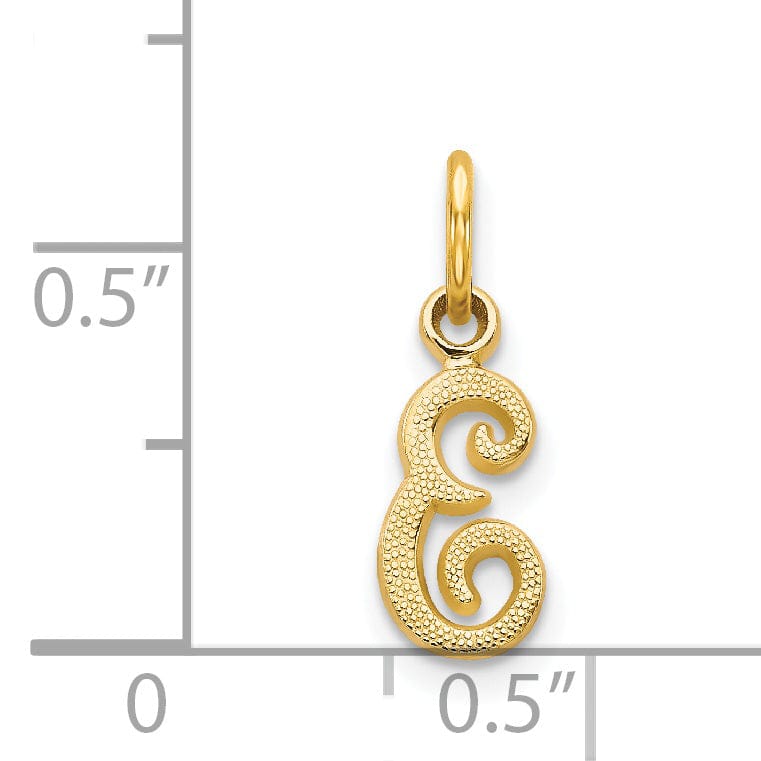 14K Yellow Gold Small Script Design Letter E Initial Charm Pendant