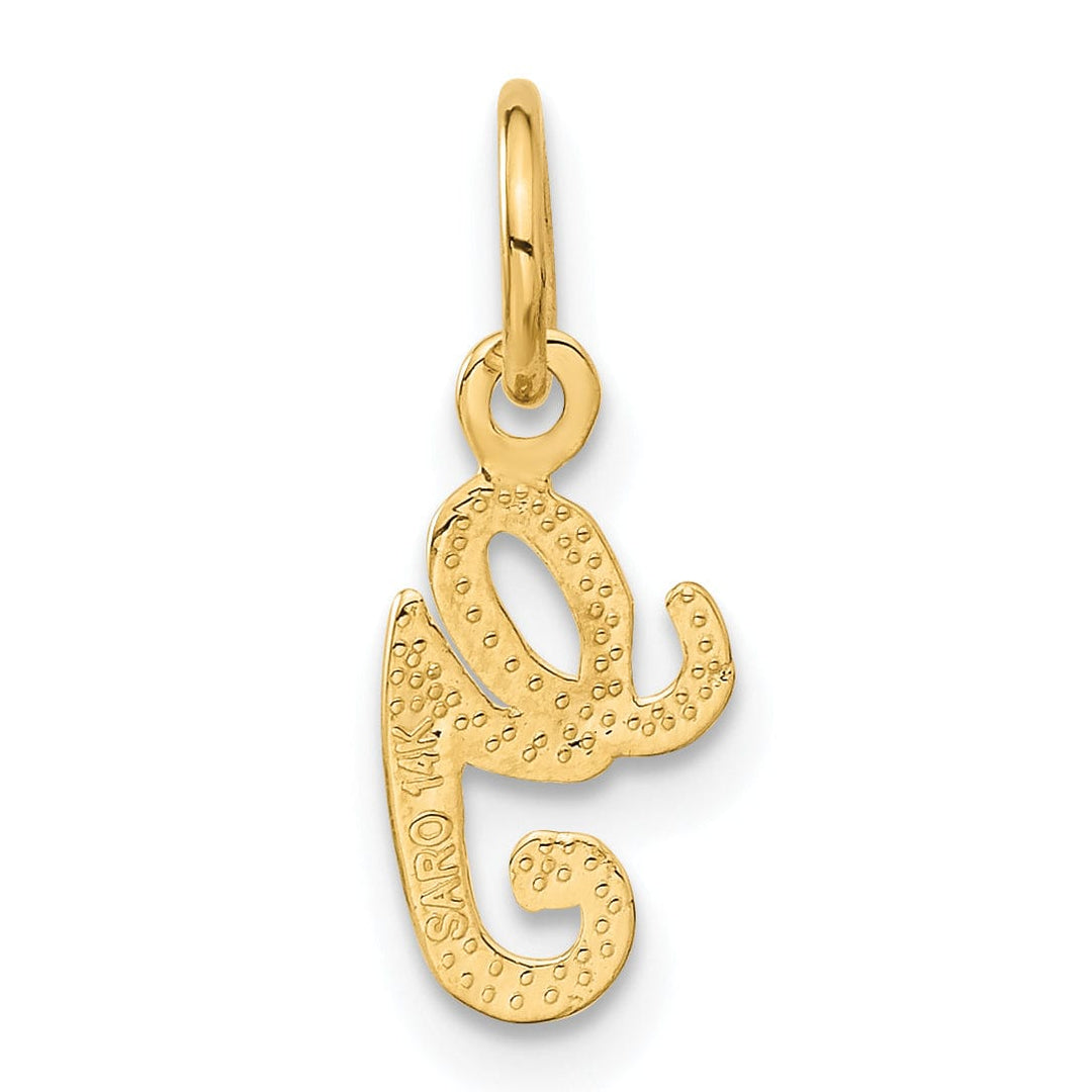 14K Yellow Gold Small Script Design Letter G Initial Charm Pendant