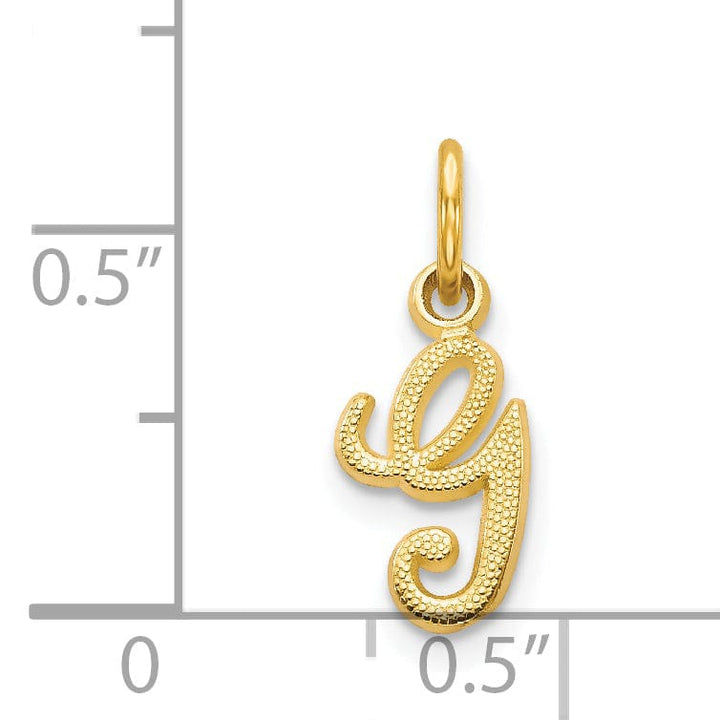 14K Yellow Gold Small Script Design Letter G Initial Charm Pendant