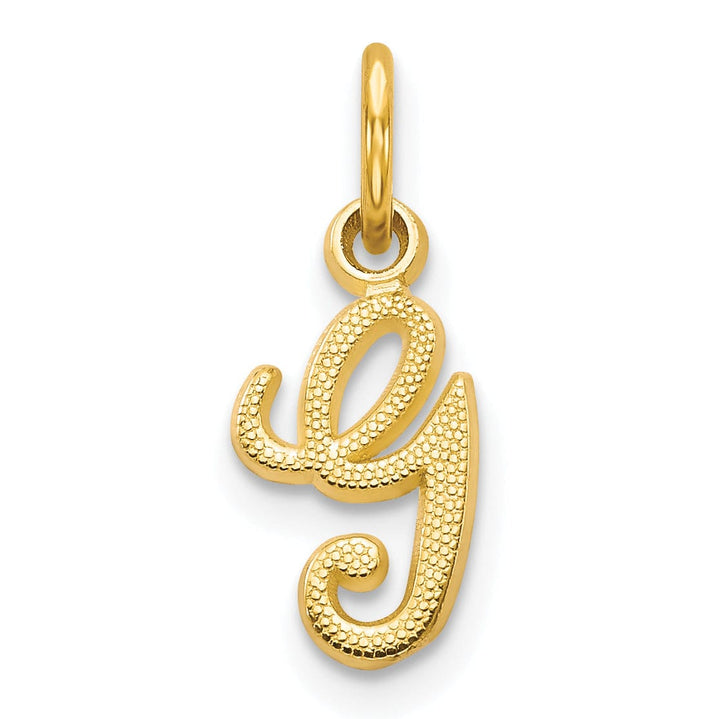 14K Yellow Gold Small Script Design Letter G Initial Charm Pendant
