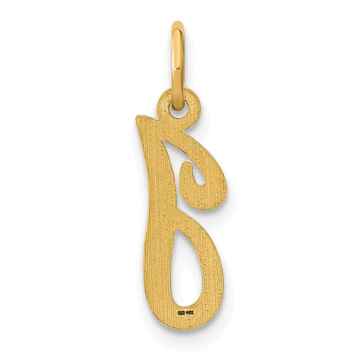 14K Yellow Gold Small Script Design Letter I Initial Charm Pendant