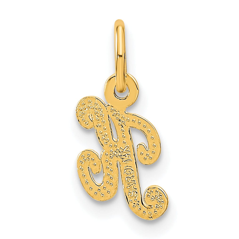 14K Yellow Gold Small Script Design Letter K Initial Charm Pendant