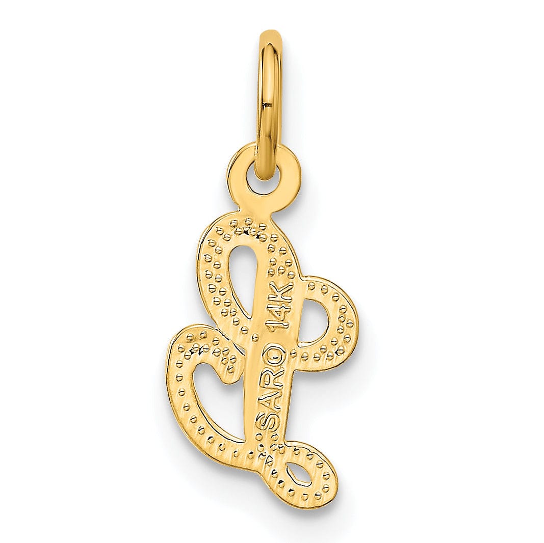 14K Yellow Gold Small Script Design Letter L Initial Charm Pendant