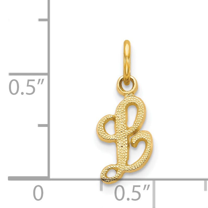 14K Yellow Gold Small Script Design Letter L Initial Charm Pendant