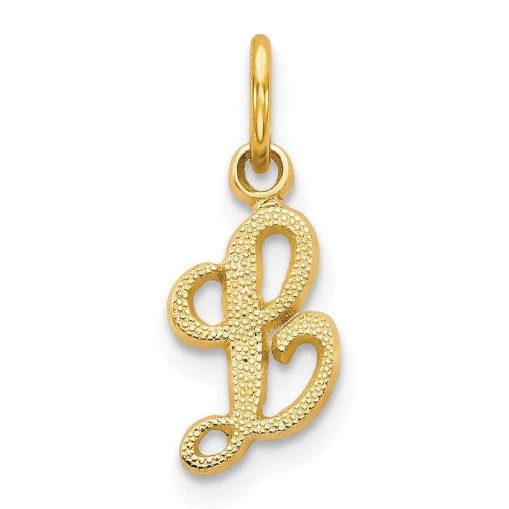 14K Yellow Gold Small Script Design Letter L Initial Charm Pendant