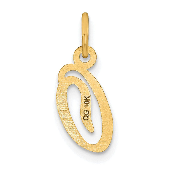 14K Yellow Gold Small Script Design Letter O Initial Charm Pendant