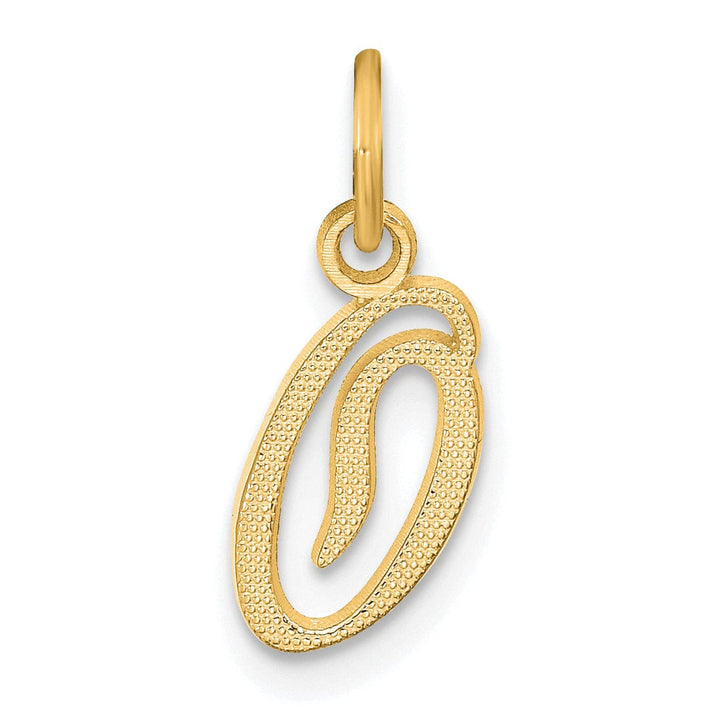 14K Yellow Gold Small Script Design Letter O Initial Charm Pendant