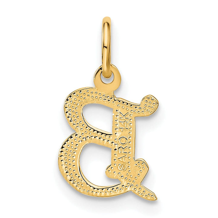 14k Yellow GoldSmall Script Design Letter B Initial Charm Pendant