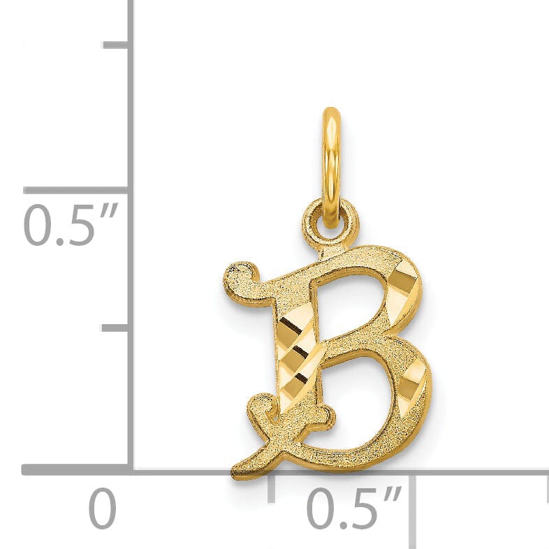 14k Yellow GoldSmall Script Design Letter B Initial Charm Pendant