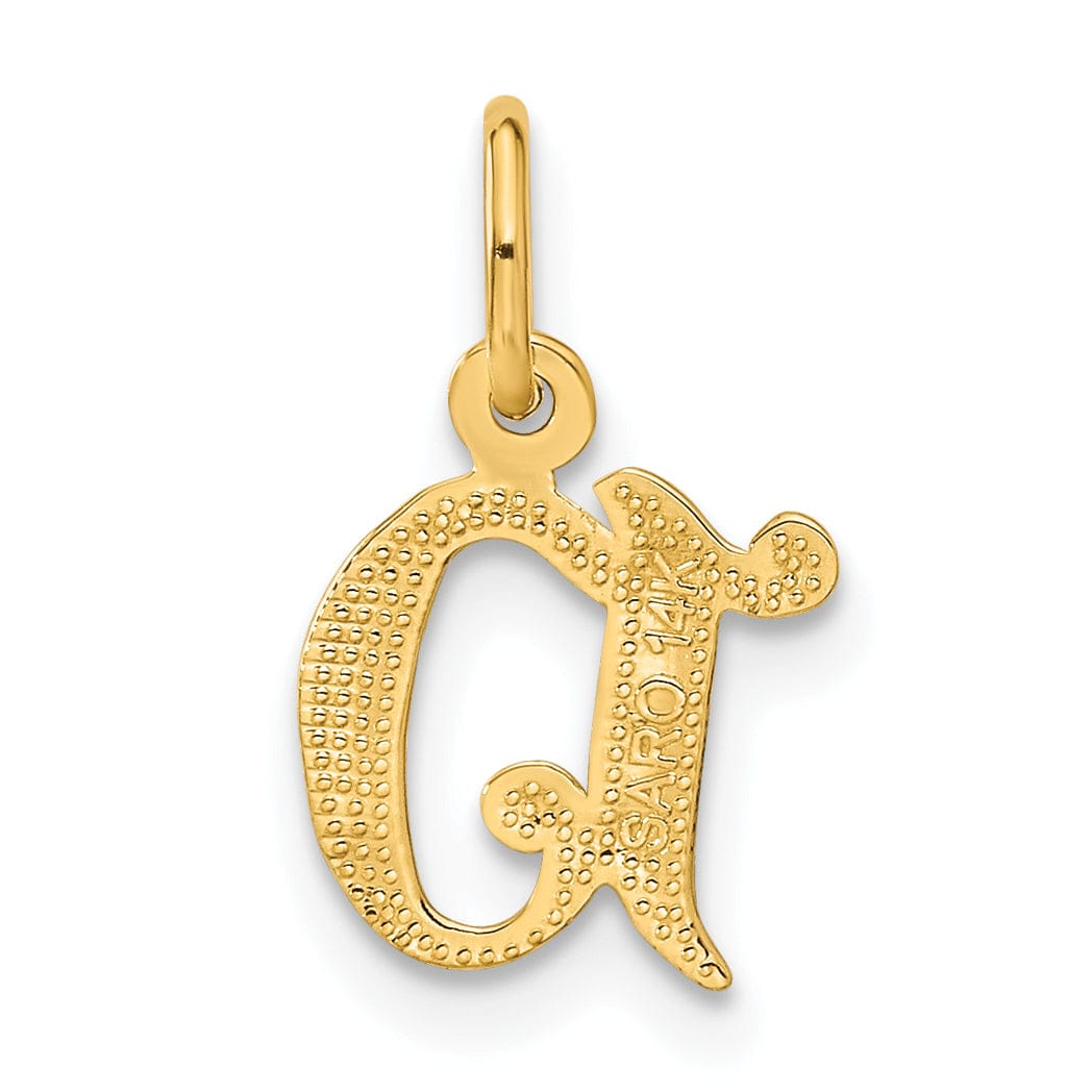 14k Yellow GoldSmall Script Design Letter D Initial Charm Pendant