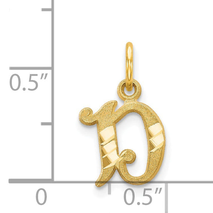 14k Yellow GoldSmall Script Design Letter D Initial Charm Pendant