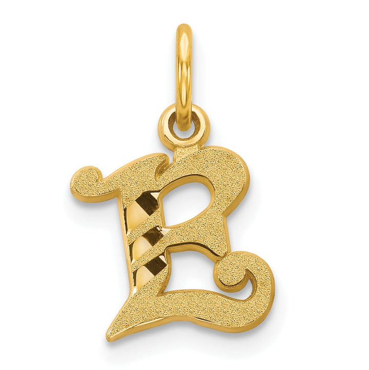 14k Yellow GoldSmall Script Design Letter E Initial Charm Pendant