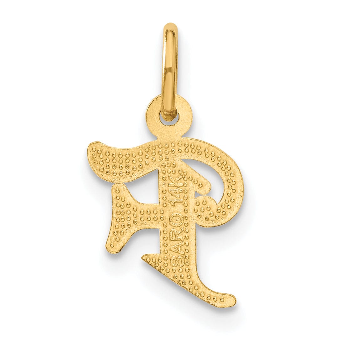 14k Yellow GoldSmall Script Design Letter F Initial Charm Pendant