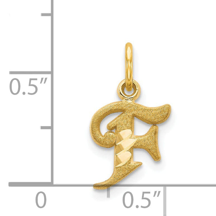 14k Yellow GoldSmall Script Design Letter F Initial Charm Pendant