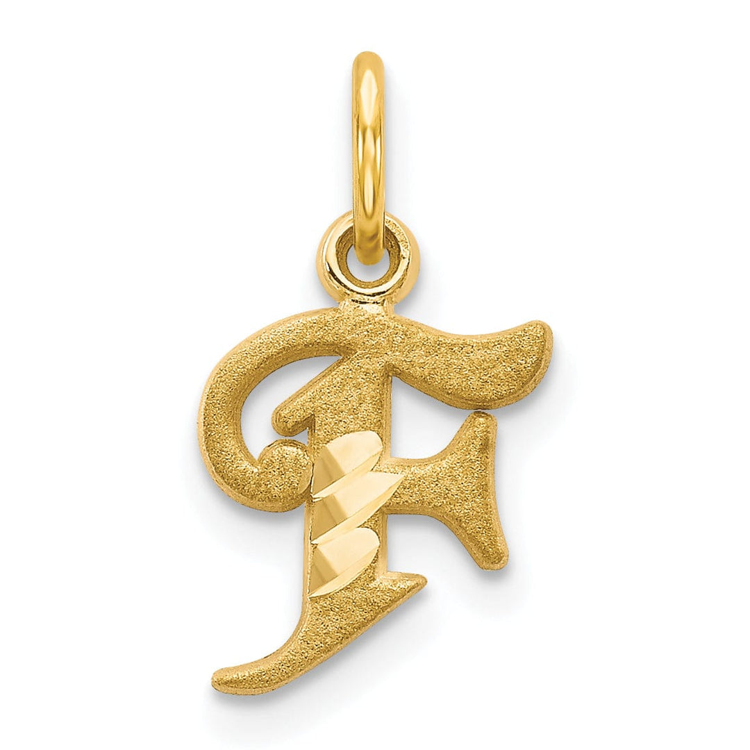 14k Yellow GoldSmall Script Design Letter F Initial Charm Pendant