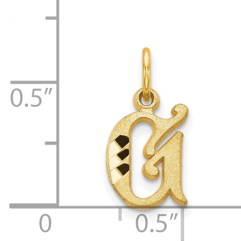 14k Yellow GoldSmall Script Design Letter G Initial Charm Pendant