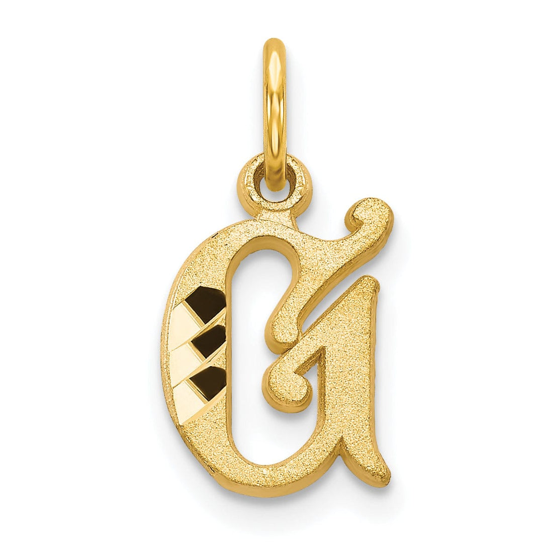 14k Yellow GoldSmall Script Design Letter G Initial Charm Pendant