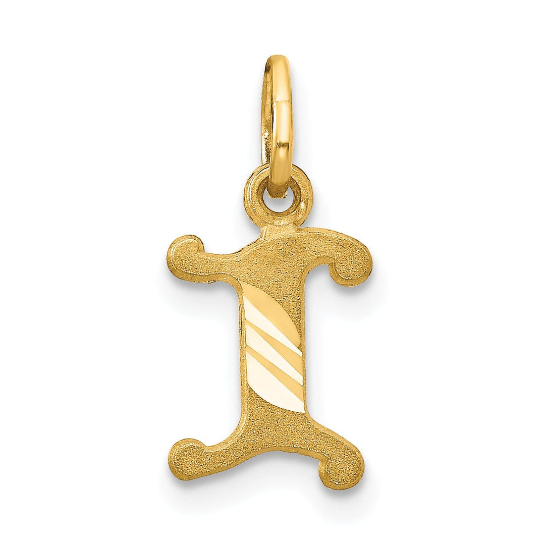 14k Yellow GoldSmall Script Design Letter I Initial Charm Pendant