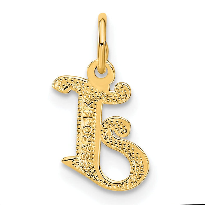 14k Yellow GoldSmall Script Design Letter J Initial Charm Pendant