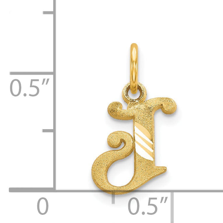 14k Yellow GoldSmall Script Design Letter J Initial Charm Pendant