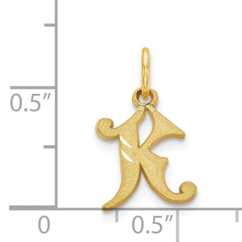 14k Yellow GoldSmall Script Design Letter K Initial Charm Pendant