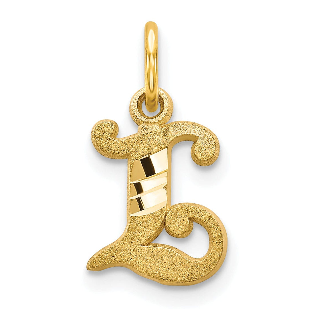 14k Yellow GoldSmall Script Design Letter L Initial Charm Pendant