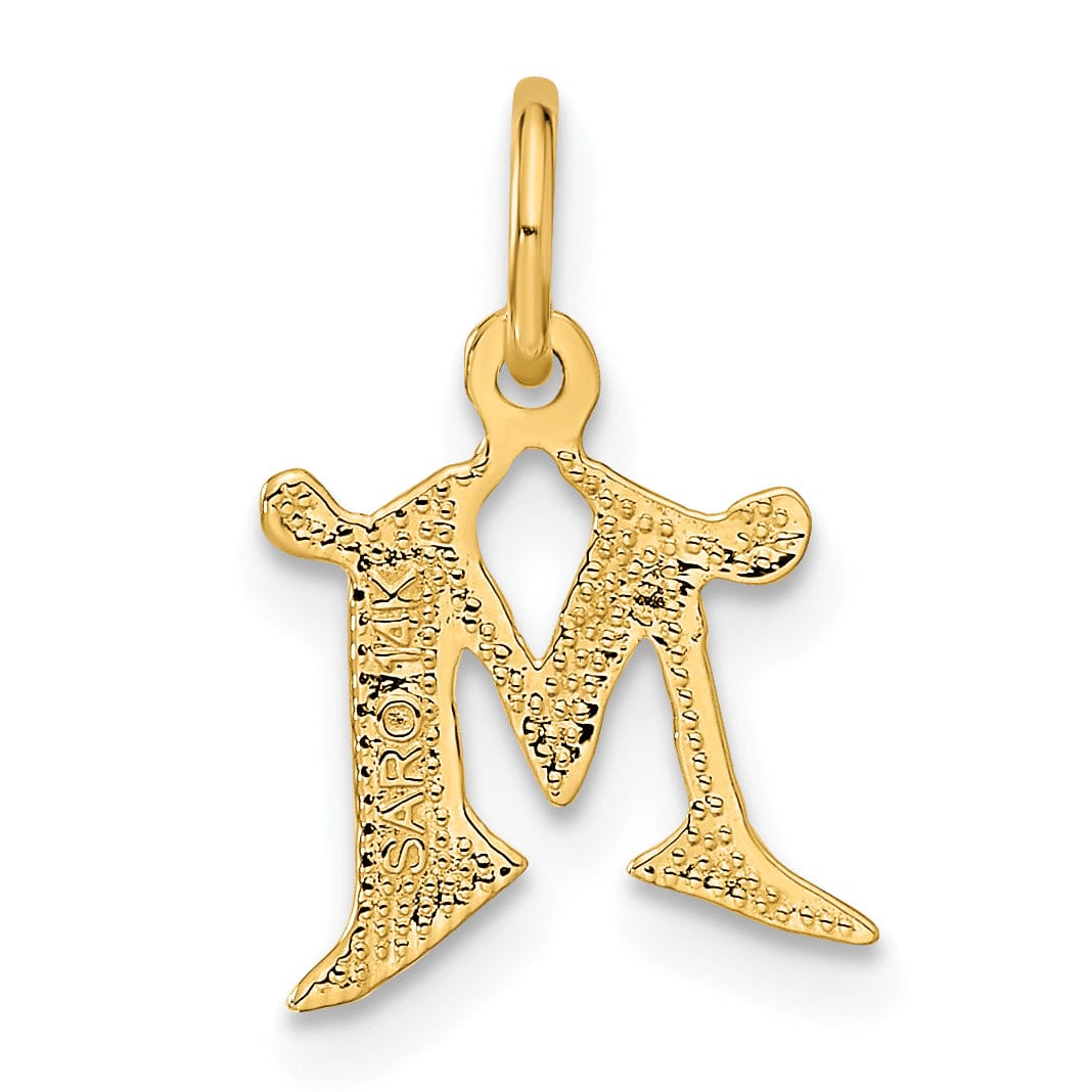 14k Yellow GoldSmall Script Design Letter M Initial Charm Pendant
