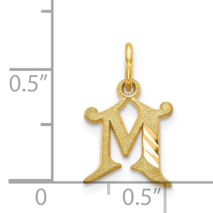 14k Yellow GoldSmall Script Design Letter M Initial Charm Pendant