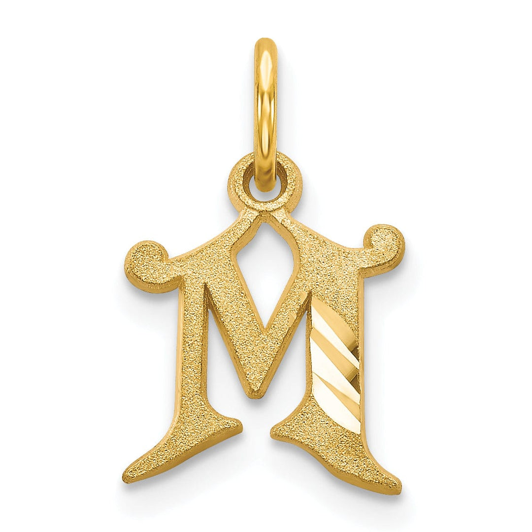 14k Yellow GoldSmall Script Design Letter M Initial Charm Pendant