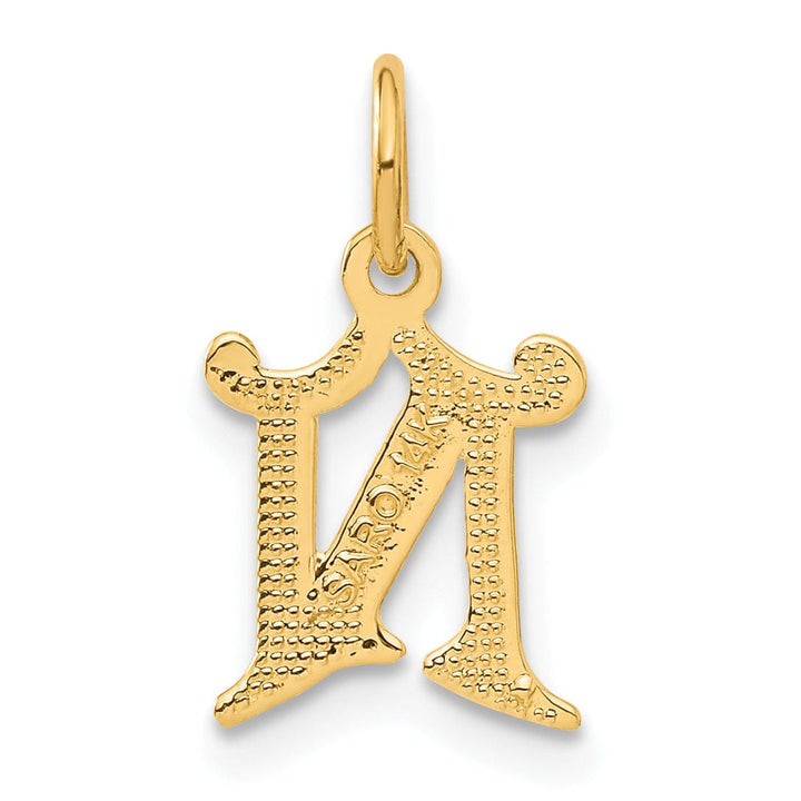 14k Yellow GoldSmall Script Design Letter N Initial Charm Pendant