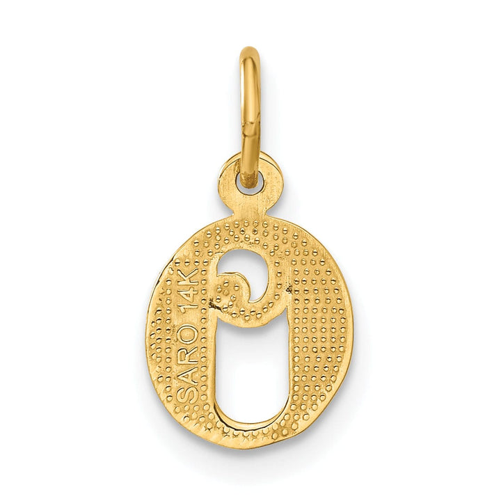 14k Yellow GoldSmall Script Design Letter O Initial Charm Pendant