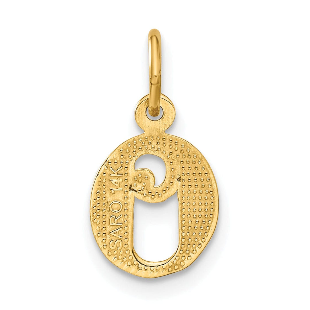 14k Yellow GoldSmall Script Design Letter Q Initial Charm Pendant