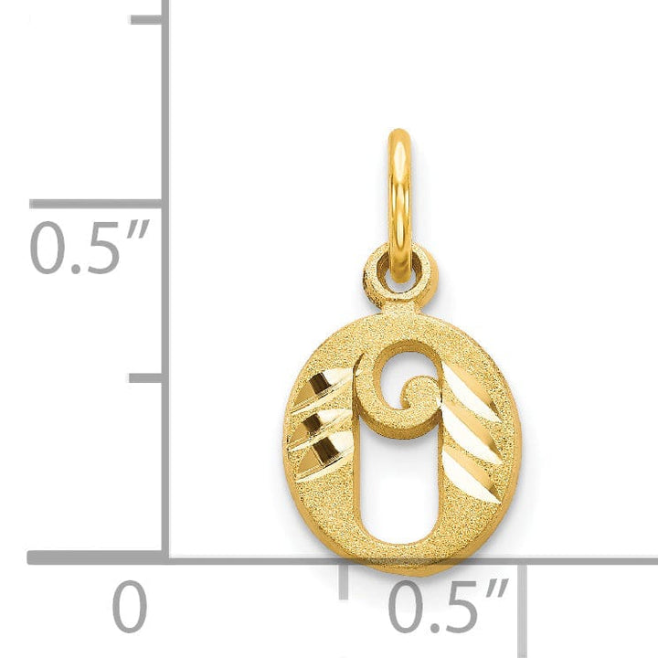 14k Yellow GoldSmall Script Design Letter O Initial Charm Pendant