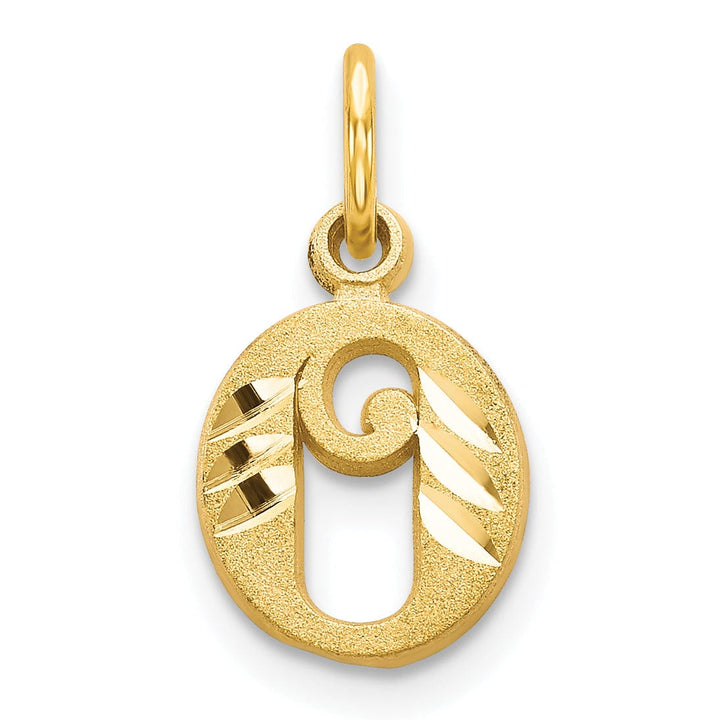 14k Yellow GoldSmall Script Design Letter Q Initial Charm Pendant