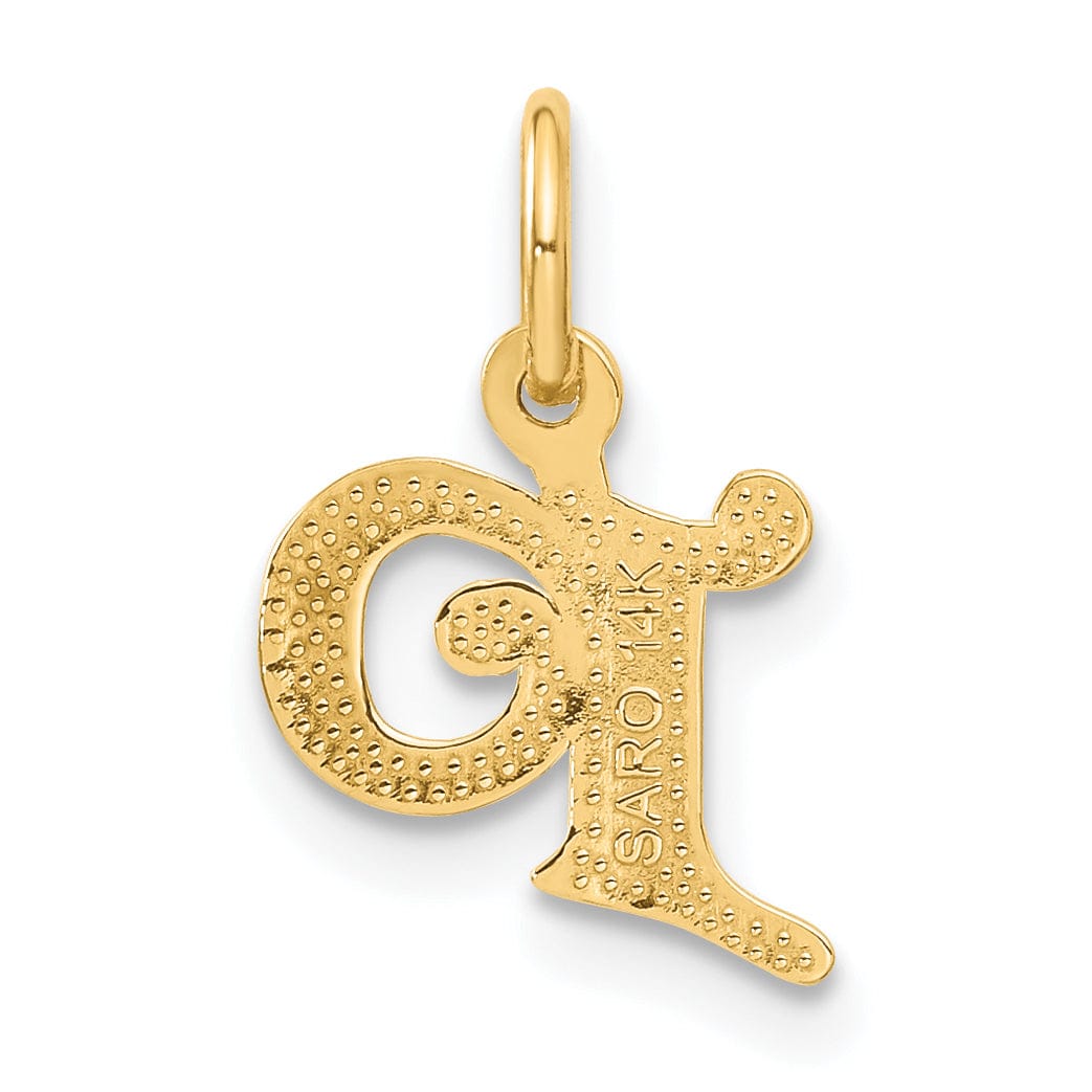 14k Yellow GoldSmall Script Design Letter P Initial Charm Pendant