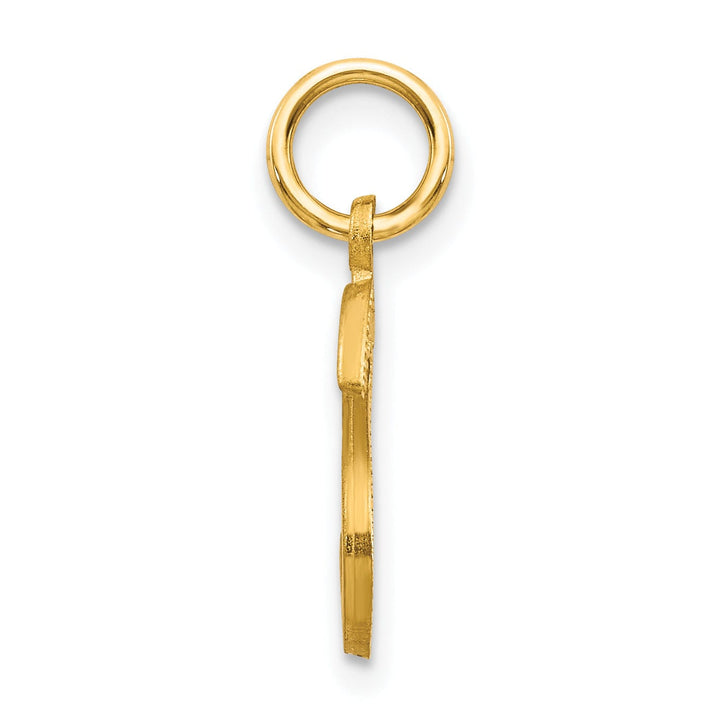 14k Yellow Gold Satin Diamond Cut Finish Letter S Initial Charm Pendant