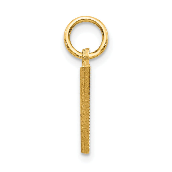 14k Yellow Gold Satin Diamond Cut Finish Letter V Initial Charm Pendant