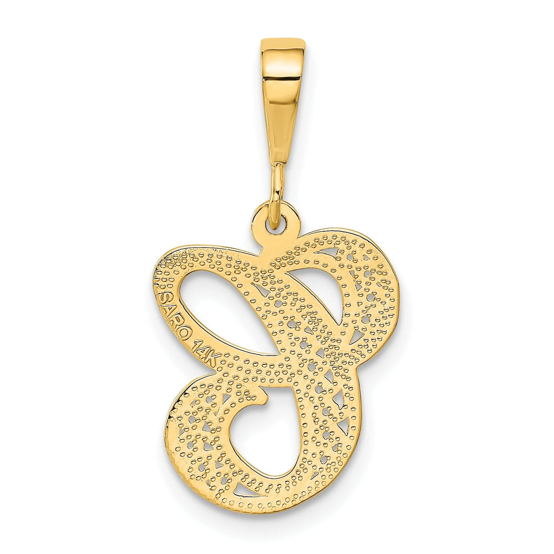 14K Yellow GoldFancy Filigree Script Design Letter C Initial Pendant