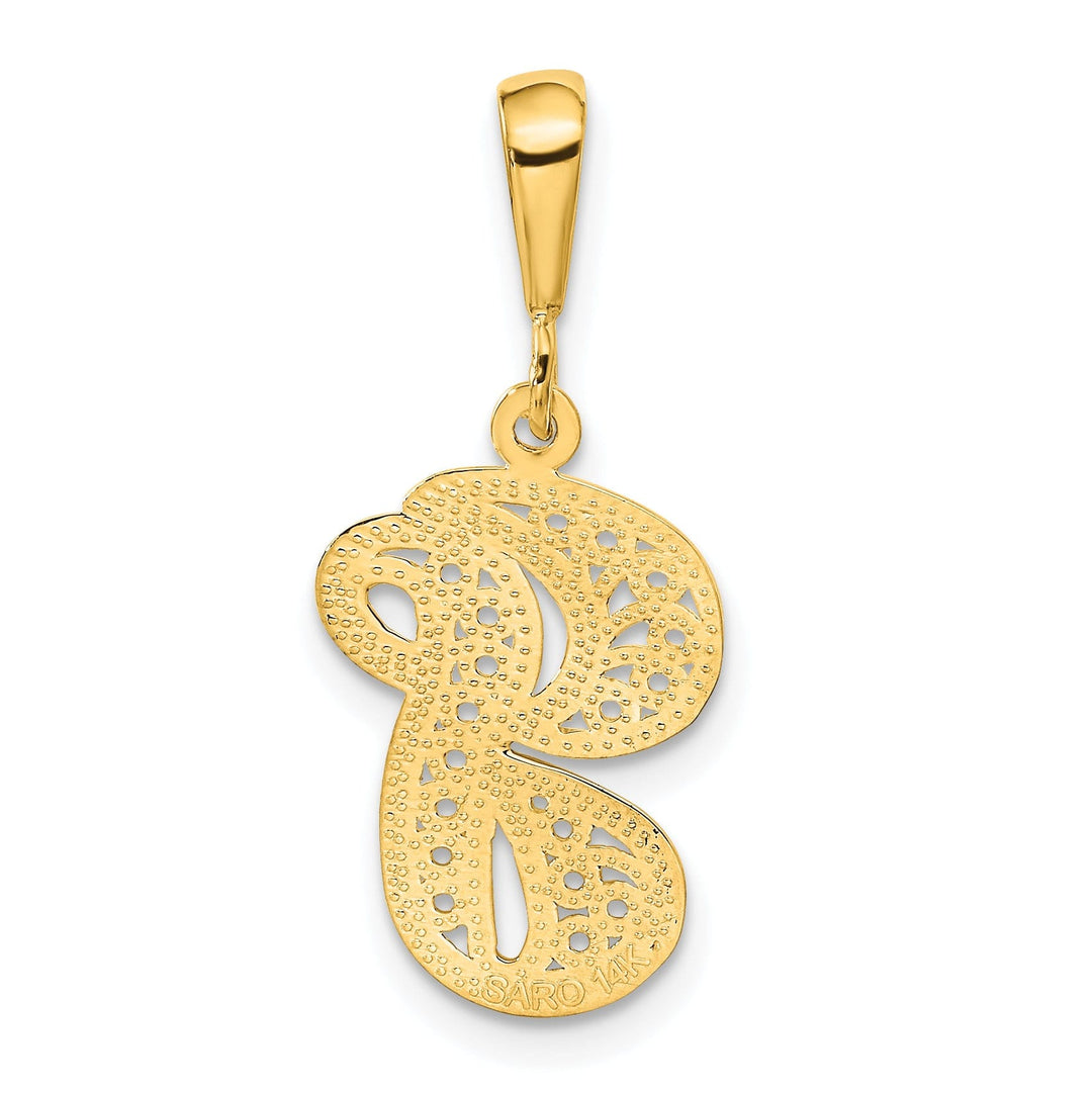 14K Yellow GoldFancy Filigree Script Design Letter G Initial Pendant