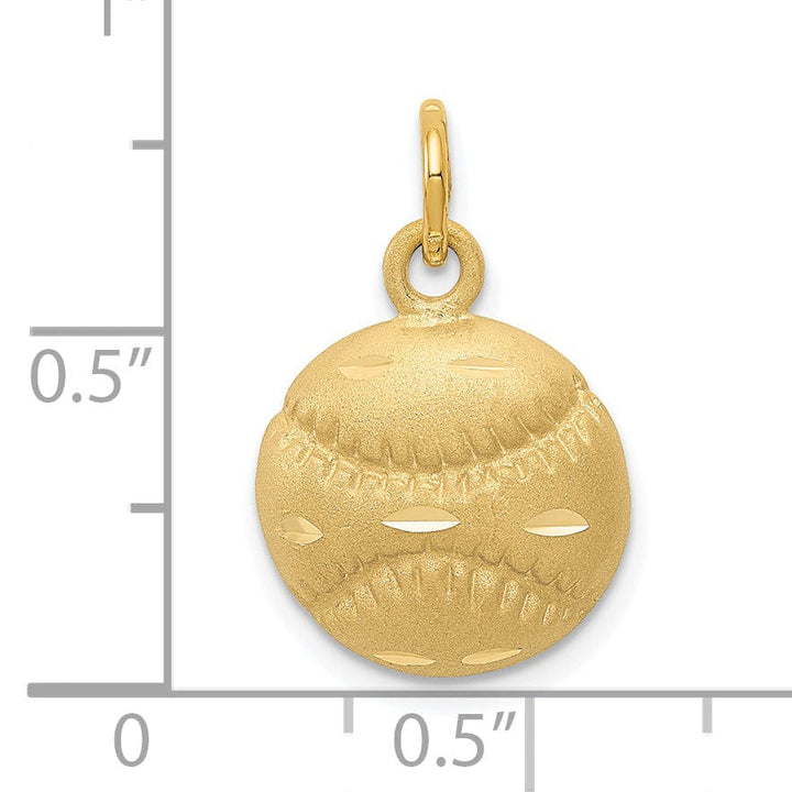 14k Yellow Gold Concave Baseball Charm Pendant